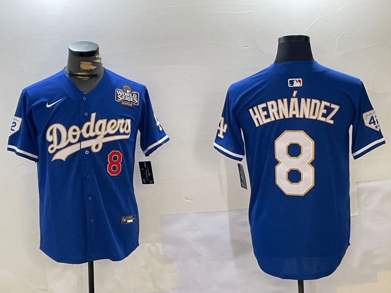 Men Los Angeles Dodgers #8 Hernandez Blue Gold Game 2024 Nike MLB Jersey style 1120
